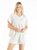Ad's Ribbed Lace Trim Relax Shorts