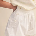Bubble Hem Shorts with Pearl Buttons