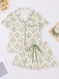 Spring Tulip Floral Print Pajama Set