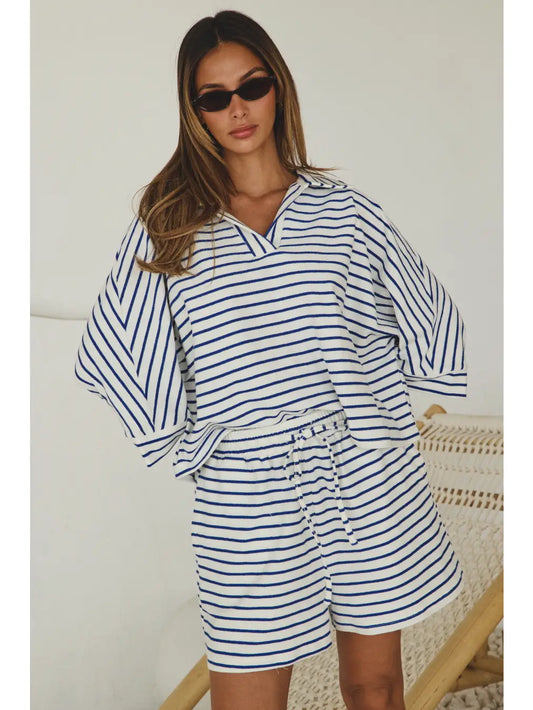 Relaxed SS Collared Top and Matching Short Set