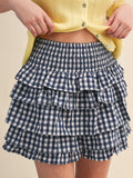 Gingham Ruffle Tiered Skort