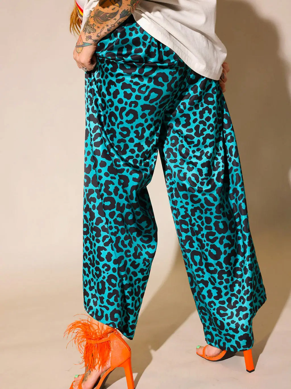 Bad Idea Leopard Wide Leg Trousers