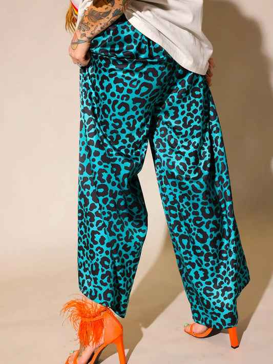 Bad Idea Leopard Wide Leg Trousers