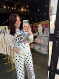 Polka Dot Print Square Patch Pocket Loose Pants