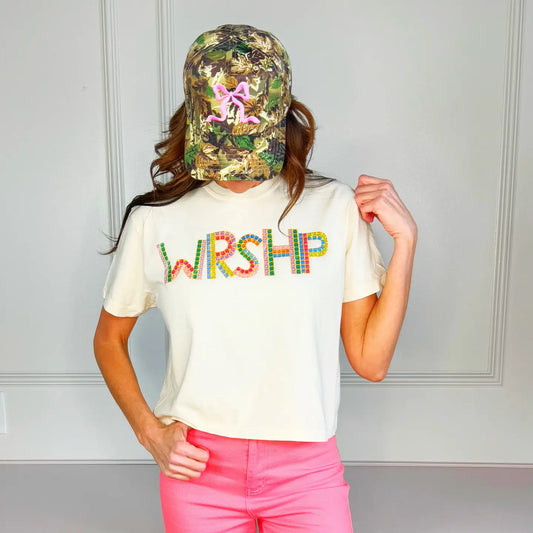 Bejeweled Wrshp Crop Tee