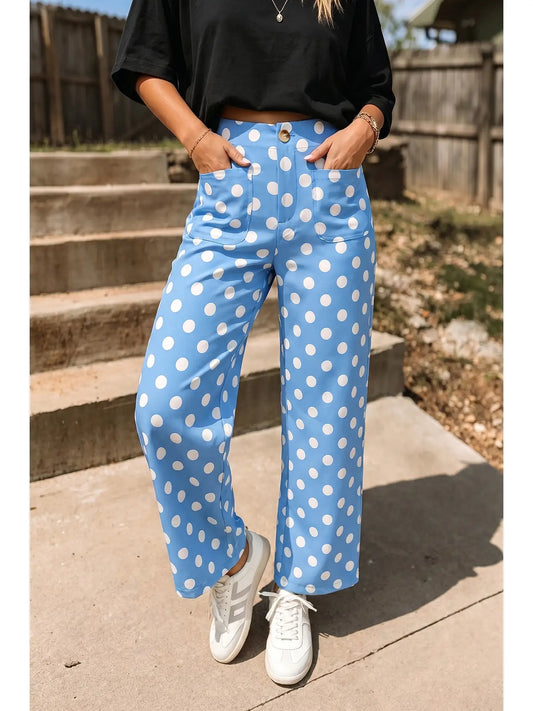 Full Size Polka Dot Print Loose Pant