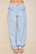 Southern Striped Balloon Cargo Wide Leg Pant