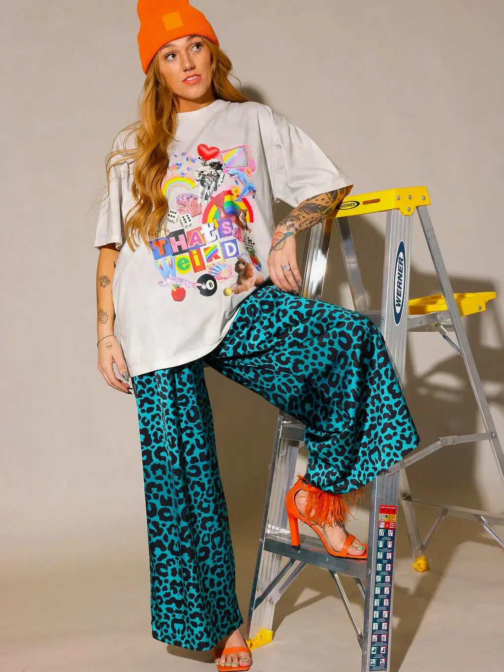 Bad Idea Leopard Wide Leg Trousers