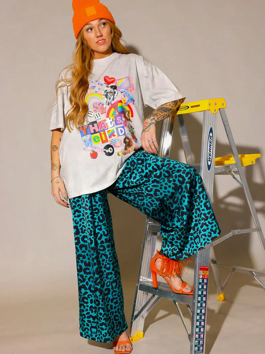 Bad Idea Leopard Wide Leg Trousers